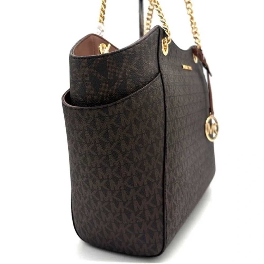 Michael Kors Large Jet Set Travel Chain Shoulder Bag Brown - Picture 5 of 12